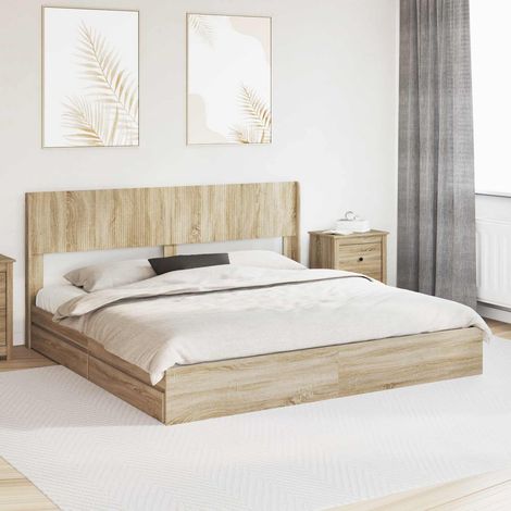 Estructura de cama con almacenamiento y cabecero Roble (1/5)