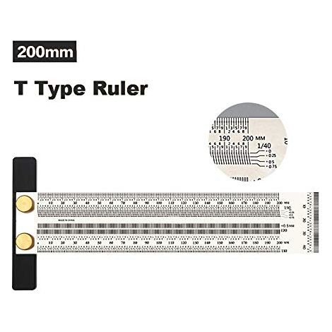 Marquage Règle en T Haute Précision le Travail du Bois Règle de la Ligne de Traçage à L'échelle avec des Trous Règle de Traçage Jauge Outil de Mesure Outils de Marquage de Menuisier (200 mm)