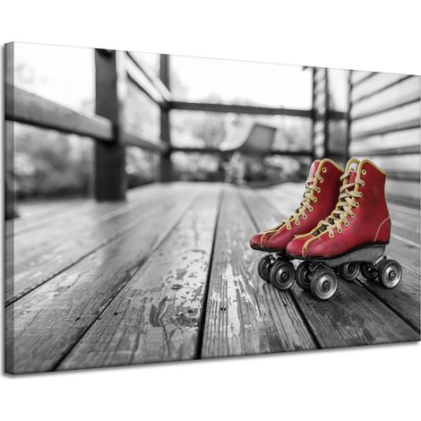 Leinwanddruck Vintage rote Rollschuhe 120x80 cm