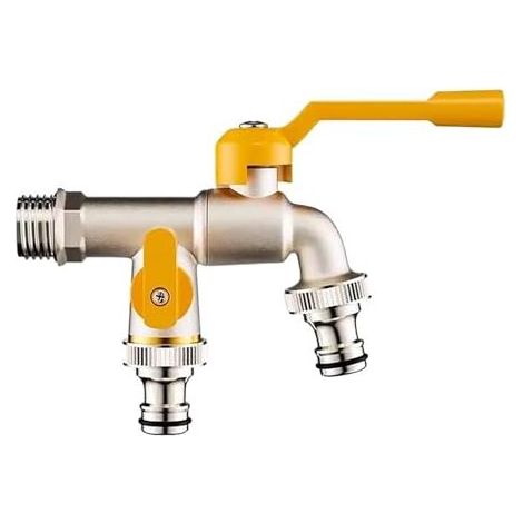Robinet extérieur tout cuivre antigel, une entrée et deux sorties, double sortie d'eau pour terrasses, jardins et machines à laver, double usage. (1/5)