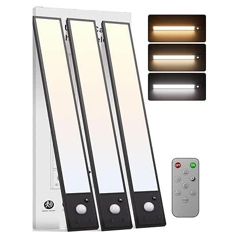 3 Pack of LED Kitchen Under Cabinet Rules, 30 cm USB Rechargeable LED Lamp, Wireless Dimmable Kitchen Motion Detector Lamp for Remote Controlled, Bar Lighting (1/5)