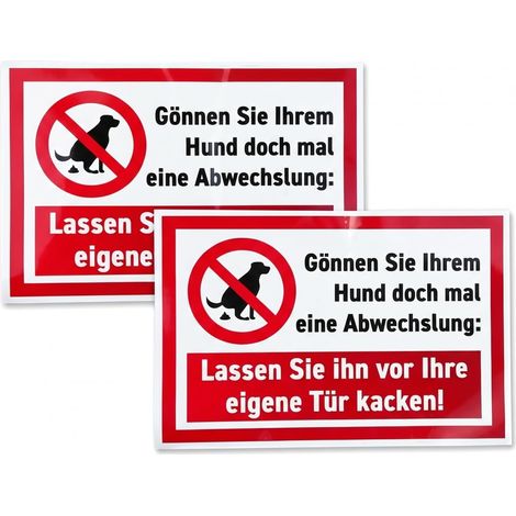 Lot de 2 Panneau Interdiction Chien de Faire Ses Besoins 20x30cm Autocollant Extérieur Stop Chien Pipi Caca Panneau Chien Interdit Jardin Contre Déjections Canines (1/5)