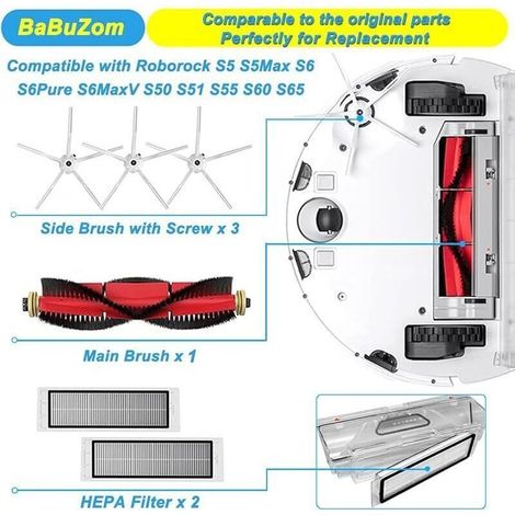 Ersatzteile für Xiaomi Roborock S5 Max, S6 Max, S6 Pure, S6 MaxV, S50, S51, S55, S5, S60, S65, S6 Staubsauger, abnehmbare Hauptbürste (1/5)