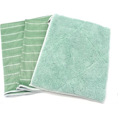 Kit de 2 chiffons microfibres en bambou et 1 lavette double face en bambou lavable pour tout nettoyer (1/2)