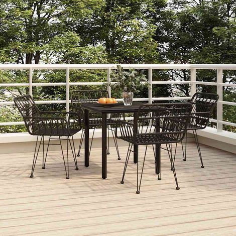 5-tlg. Garten-Essgruppe Schwarz Poly Rattan