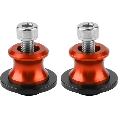 2 Bobbins Motorrad CNC 10mm Hinterradständer Schwinge Orange Endkappen Universal Stabilisator-Kit (1/5)