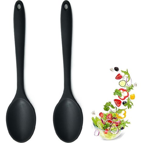 Cuillère En Silicone Alimentaire - Résistante À La Chaleur Jusqu'à 250 °C - Pour Cuisine Et Pâtisserie - Lot De 2 (1/5)