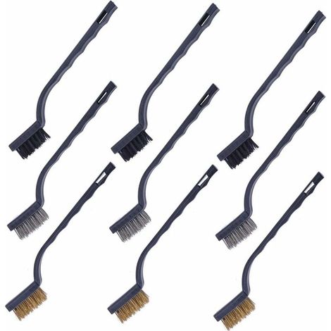 Mini brosse métallique de brosse de nettoyage 9 pièces (le noir) (1/5)
