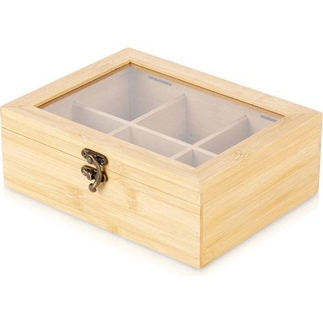 Bamboo Tea Bag Organizer with 6 Compartments (1/5)