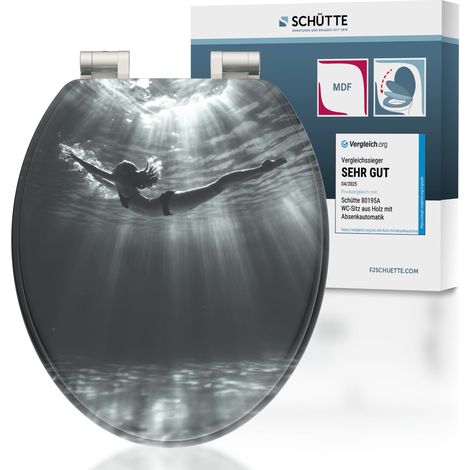 SCHÜTTE Sedile WC DIVE con abbassamento automatico in legno  sedile WC con coperchio  anima in legno coperchio WC con motivo (carico massimo sugli occhialini 175 kg)  colorato (1/5)