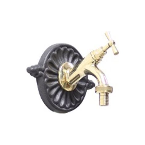 Rosace en aluminium pour fontaines, bacs de jardin, petit robinet modèle Liberty avec robinet en laiton, finition au choix : poli