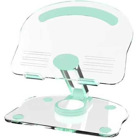 Support de Tablette en Acrylique avec Base rotative à 360°, Pliable et réglable, Transparent, pour iPad, Pro/Air et Tablette de 4,7 à 13 Pouces, Transparent (Green) (1/5)