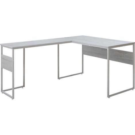 Bureau table poste de travail 166 x 120 x 75 cm gris clair