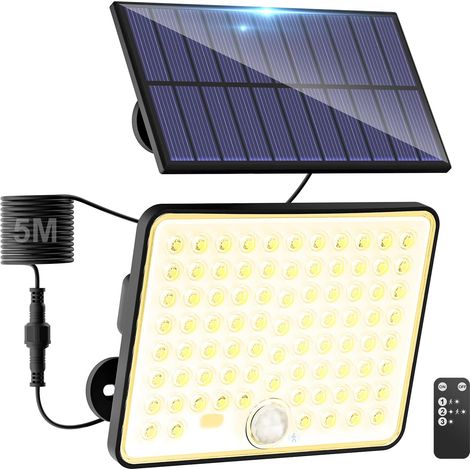 2 pièce Lampe Solaire Exterieur Detecteur de Mouvement,LED Convex Lenses Projecteur Solaire,3Mode 1800mAH Lumiere Solaire Exterieuré tanchéité IP65 Spot Extérieur pour Jardin Garage Cour (1/5)