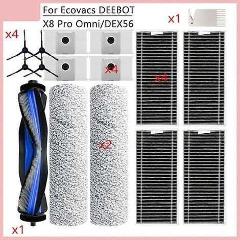 Accessoires et pièces de rechange compatibles avec Ecovacs X8 Pro Omni : brosse latérale principale, filtre HEPA, chiffon, sac pour balai à poussière. (1/5)