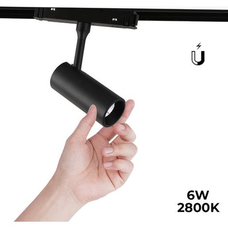 Faretto LED a binario magnetico 48V - 6W - Bianco Caldo