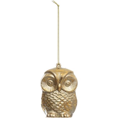 Décoration de sapin hibou brillant or 8cm - Atmosphera créateur d'intérieur
