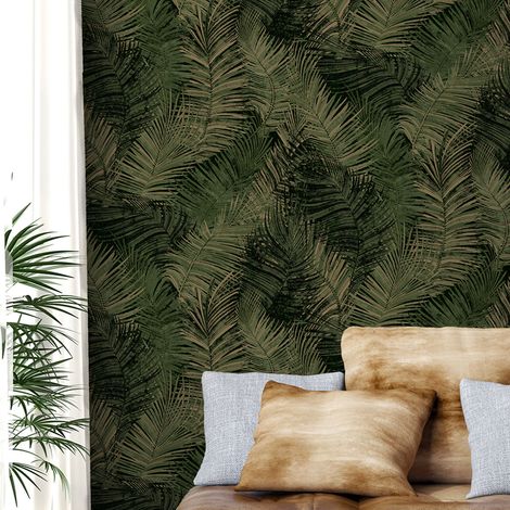 Papier peint exotique vert d'or 53x1000cm (1/4)