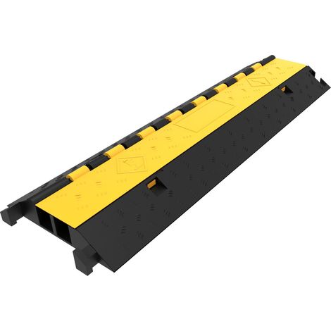 Protège-câbles en caoutchouc 4 pièces, 103x25,5x5 cm, 2 canaux, charge 30 tonnes, rampe de protection pour câbles et tuyaux, usage intensif. (1/5)