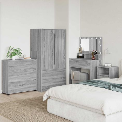 Armoire de rangement à 3 tiroirs en bois d’ingénierie gris sonoma 80 x 31 x 81 cm - PANGIVO (1/5)