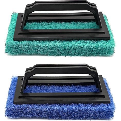Lntyq 2 Pcs Brosse Piscine avec Éponge Magique, Accessoire Piscine avec Poignée Ergonomique, Pour Spa, Baignoires, Taches de Piscine et Mousses, Bleu + Vert, Matériau PP + Éponge, 1596.5cm (1/5)