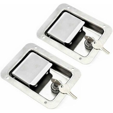Matériel Paquet de 2 Loquet à Ressort pour Palette en Acier Inoxydable avec Serrure et Clé - Poignée Unique à Affleurement pour Remorque de Porte RV