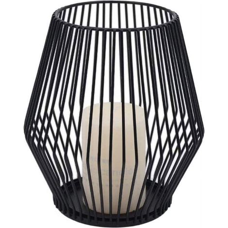 Bougeoir décoratif vintage en fil de métal noir mat, idéal pour les événements intérieurs et extérieurs, les fêtes et les mariages. (1/5)
