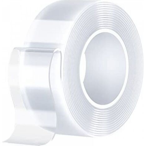 Ruban adhésif double face nano 2 mm d'épaisseur 30 mm de large  1 m de long 1 pièce avec colle magique adhésive transparente pour coller des objets (1/5)