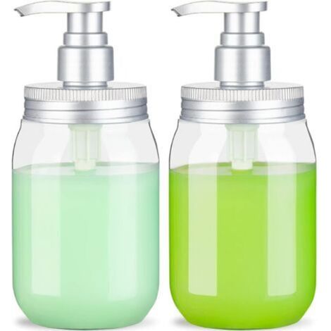 2 flaconi dispenser a pompa da 450 ml, dispenser di sapone/flaconi dispenser a pompa ricaricabili, dispenser per lozioni e sapone