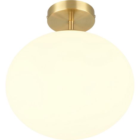 Plafoniera Trio Fomento minimal ottone/vetro bianco E27 (1/5)