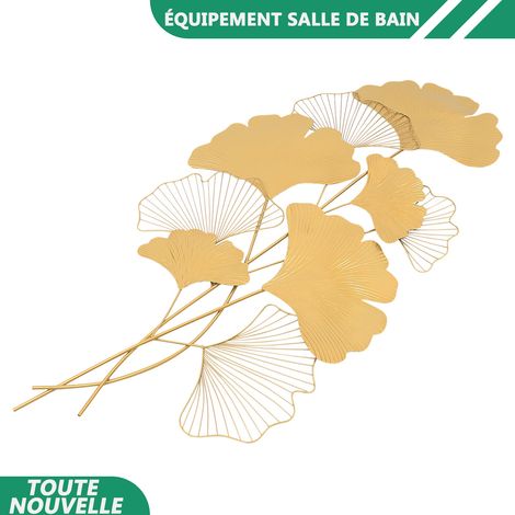 WAOBDLA 109cm Fer Ginkgo feuilles Décor luxe design de feuille d'or Décoration murale (1/5)