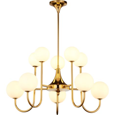 Lampadario moderno oro grande 10xG9 vetro SELEN Jupiter (1/3)