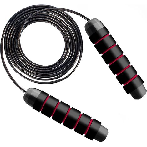 Corde à sauter avec longueur de corde ajustable et poignées en caoutchouc souple et agréables pour la peau idéale pour la remise en forme et la perte de poids. (1/5)