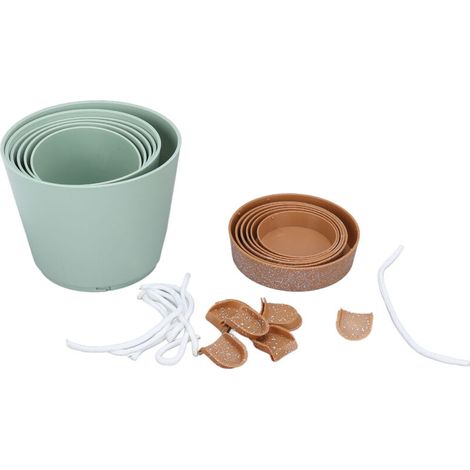 6er-Set selbstbewässernde Kunststoff-Blumentöpfe für Sukkulenten und Zimmerpflanzen, elegantes Design mit grüner Wasserschale und braunem Ständer --Crezuo
