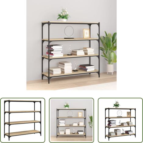 Holzregal - Bücherregal Sonoma-Eiche 100x33x100 cm Holzwerkstoff und Stahl (1/5)