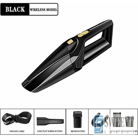 Aspirateur à Main, 120W 2200mAh Aspirateur de Table sans Fil Rechargeable, Aspirateur Portable USB Charge avec Sèche Filtre Lavable, pour Poils d'animaux, Cuisine, Bureau, Voiture （sans fil noir）