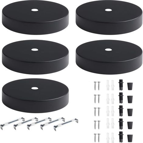 5 pièces Auvent de Plafond 10cm Rosace Plafond Luminaire Noir Cache Fil Lustre Plafond Pavillon Luminaire Metal Baldaquin Lampe Support de Fixation Lustre pour Cuisine Salon Couloir (1/5)