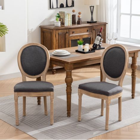 Silla comedor estilo francés tapizada lino gris OKMYHOME (1/5)