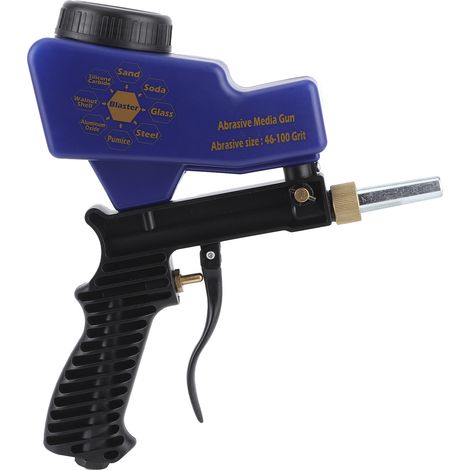 Tragbare Sandstrahlpistole mit Schwerkraftzufuhr, kleines Sandstrahlgerät für Autos und Kraftfahrzeuge, Reinigungsmittel, blau (1/5)