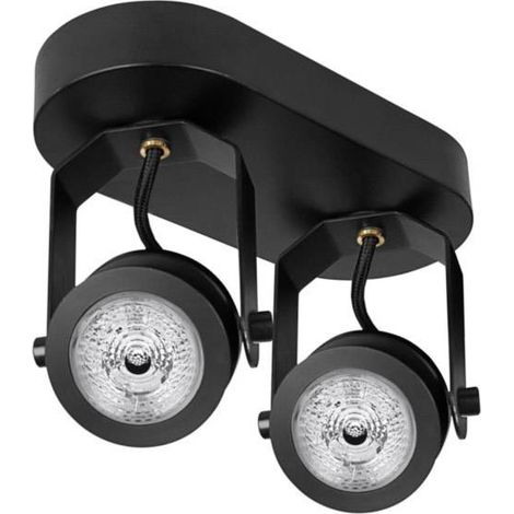 Luminaire DECOSPOT DOUBLE Spot - 2 Spots LED GU10 700lm 6W inclus - 2 finitions possibles - Noir (1/4)