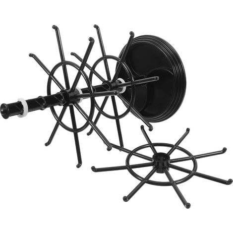 Présentoir Rotatif à Bijoux Noir 3 Niveaux en Métal, Organiseur de Porte-clés et Bracelets, Écran Rotatif 360°, Support Compact pour Colliers et Accessoires de Bureau (1/5)
