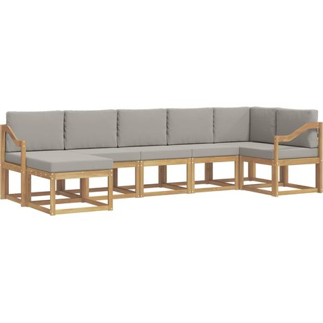 Set di divani da esterno 7 pz 7-Posti Bianco e Grigio Chiaro vidaXL (1/5)