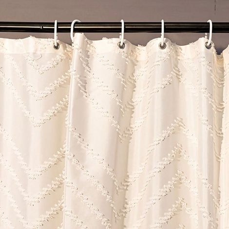 rideau de douche bohème à franges, en polyester jacquard, 12 crochets inclus, rideau de séparation pour salle de bain 180180cm (1/3)