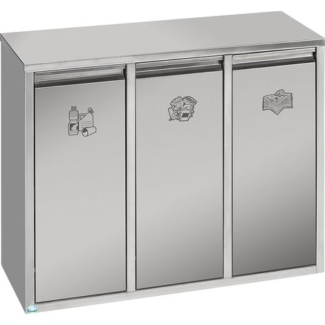 VAR, Poste de tri des déchets, en inox, capacité 3 x 12 l,