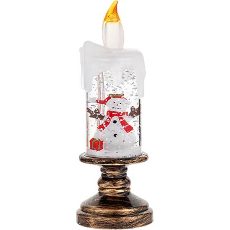 1 candela natalizia con decorazioni a forma di candela, regali di Natale a forma di fiocco di neve, luci natalizie a forma di sfera di cristallo (pupazzo di neve) (1/5)