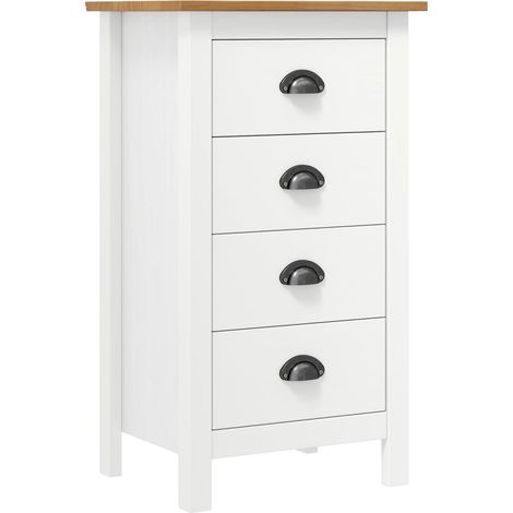 Credenza cassettiera cassettiera mobile contenitore organizer cucina soggiorno salotto Hill 46 x 35 x 80 cm legno massello di pino bianco 020035669