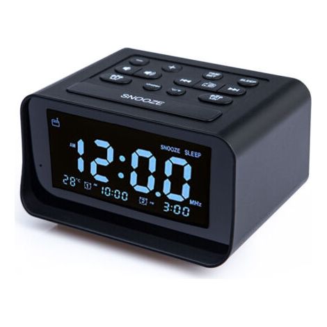 Radio-réveil numérique avec double chargeur USB pour chambre à coucher, volume d'alarme et luminosité réglables (noir) (1/5)