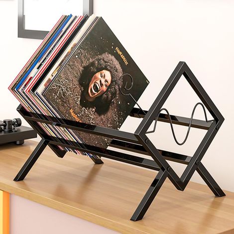Vinyl-Aufbewahrungsständer aus Metall für etwa 80 bis 100 LP-Schallplatten für passende Anwendungen und den täglichen Ei (1/5)