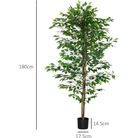 Ficus artificiel d'intérieur (180 cm de haut, en pot métallique, vert) (1/5)