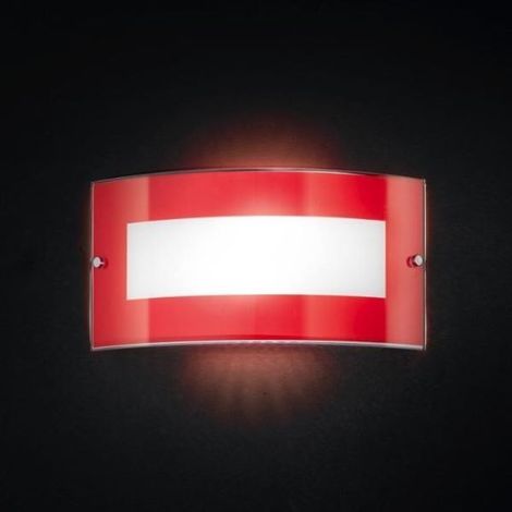 APPLIQUE DA PARETE IN VETRO CON CORNICE ROSSA 2XE27 PERENZ (1/2)